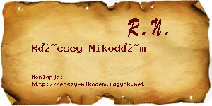 Récsey Nikodém névjegykártya